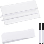 PATIKIL 3.1" x 1.7" Wire Shelf Label Holder, 30 Pack Reusable Plastic Price Tag Display Clip for 0.28" to 0.47" Thick Shelves with Paper Inserts Pens for Home Market Store, Clear