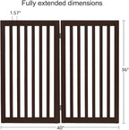unipaws 36”H Free Standing Pet Gate for Dog and Cat, Wooden Dog Gates for Doorway, Stairs, Room Divider, Step Over Foldable Pet Fence for The House, Expandable Barrier, Indoor Use, Espresso