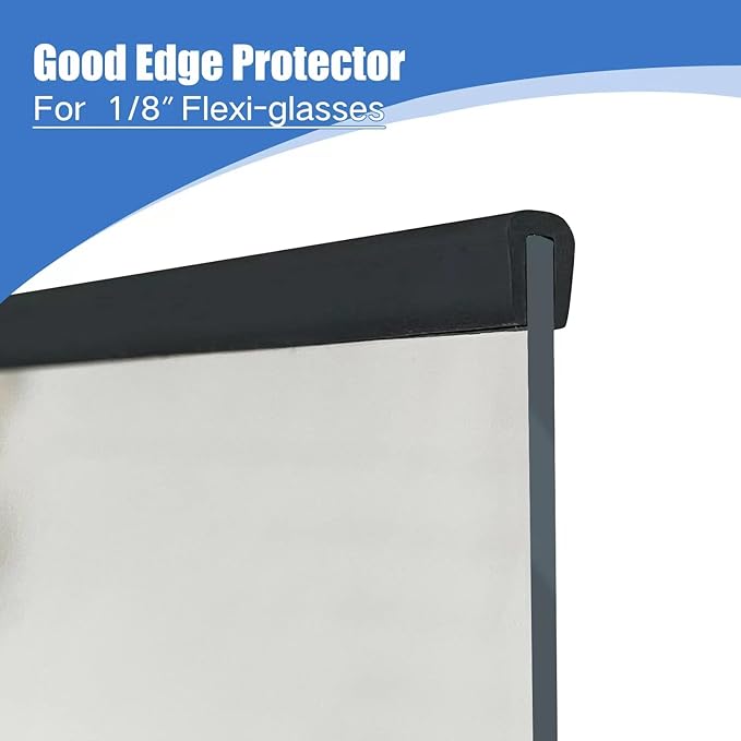 Rubber Edge Trim, Self-Adhesive U Channel Rubber Edge Trim, U Shaped Edge Protector for Mirror and Glasses, EPDM Material, Slot Width 1/8"(3.2mm), Length 10 Ft, Black