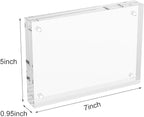 AITEE 5x7 Acrylic Picture Frames 3 Pack, 20% Thicker Block, Clear Picture Frames Freestanding Double Sided Magnetic Acrylic Lucite Frameless Transparent Square Frame Gift for Desktop Display