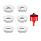 TuTuYa 6PCS Desk Grommet, Desk Grommet 2Inch(50mm) Desk Cable Grommet Desk Cable Hole Covers with Hole Saw, Ideal Solution for Office and Home Table Cable (White, 2Inch_50mm)