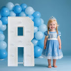 PRELIFE MEMORY 3FT/36 Inch Light Up Marquee Letter A-Z, White Frame KT Board Plug-in KT Board with Bracket White LED Party Decorative Light Decoration for Birthday Party Anniversary (R)