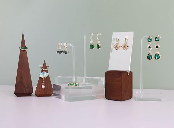 GemeShou 3pcs clear earring stand jewelry display for show, acrylic earring holder hanger for women, small earring jewelry display for selling Photo【Acrylic Earring L Stand-3pcs 】