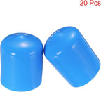 uxcell 20pcs Rubber End Caps 16mm(5/8") ID Vinyl PVC Round Tube Bolt Cap Cover Screw Thread Protectors,Light Blue