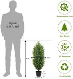 THE BLOOM TIMES 3FT Tall Artificial Cedar Topiary Trees Set of 2, UV Resistant Large Faux Cypress Evergreen Plants for Outdoor Planters, Realistic Fake Bushes & Shrubs for Front Porch Christmas Decor