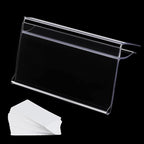 Glass Shelf Label Holders 50 pcs with Inserts Fits 1/4" to 3/8" Glass Shelving