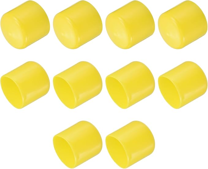 uxcell 10pcs Rubber End Caps 45mm(1 3/4") ID Vinyl Round End Cap Cover Screw Thread Protectors Yellow