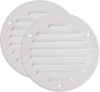 Vent Systems - 4 Inch (Inner) Pack of 2 White Metal Round Soffit Air Vent Grille Cover, Register air Vent Deflector, Louver - Built-in Mesh - HVAC for Bathroom, Home Office, Kitchen 5 Inch (Outer)