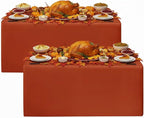 HolidayIdeas 8ft Fitted Table Covers for Home Gathering, 30 x 96 Inch, 2 Pack Rectangle Tableclothes Polyester Fabric Table Covers for Thanksgiving Decor, Parties, Holiday Dinner, Trade Show,Rust