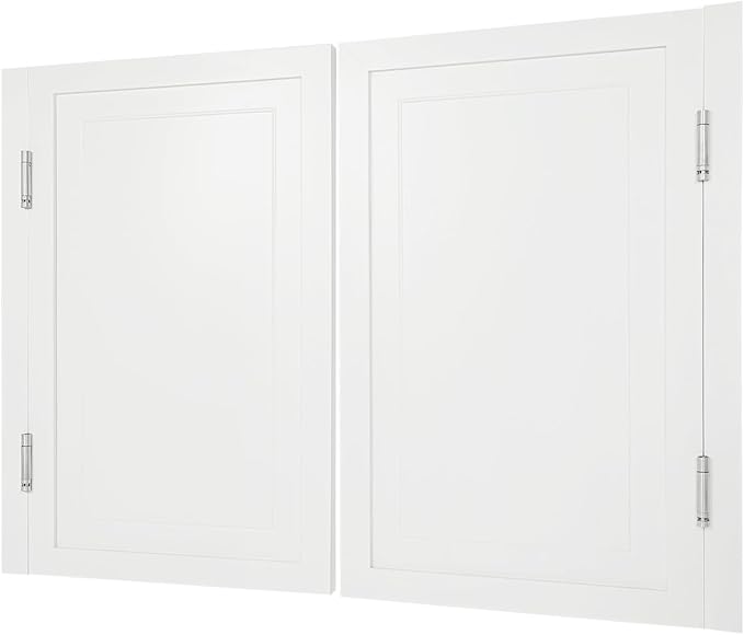 Solid Wood Interior Swing Door with Metal Hinges - Swinging Cafe Doors for Kitchen, Stairs, Bedroom Entrance & Partition (White, 47.2"X35.43")