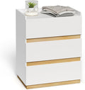 Large Modern Nightstand White Bedside Table, 3 Drawer Dresser Wood Stackable Storage Drawers for Clothes for Closet, Bedroom, 24"x16"x29"