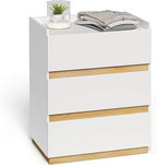 Large Modern Nightstand White Bedside Table, 3 Drawer Dresser Wood Stackable Storage Drawers for Clothes for Closet, Bedroom, 24"x16"x29"