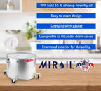 MirOil Filter Pot Combo - Oil Pot & Filter Bag (7 Gallon) – Heavy Duty Steel Disposable Caddy with Castor Wheel and Lid for Commercial Kitchen Storage - Grease Container for Kitchen – Model #60LC