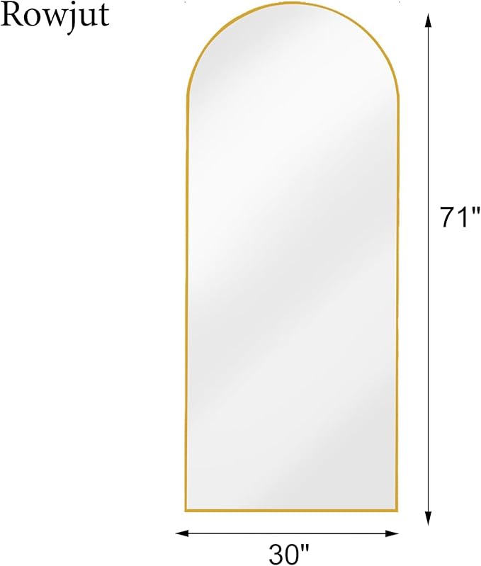 Large 71"x30" Arched Full Length Mirror, Gold Mirrors Full Length Floor Mirror Standing for Bedroom, Living Room, Wall Mounted & Full Body Mirror Hanging or Leaning(Gold)