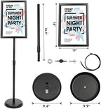 YIYO Adjustable Pedestal Poster Sign Stand,11 x 17 Advertising Business Menu Sign Holder for Floor Standing with Aluminum Snap-Open Reusable Frame,Black (11 x 17)
