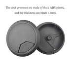 HAHIYO 2Pcs 3.15Inch/80mm Black ABS Plastic Sector-Shaped Desk Grommet Wire Grommet Cable Management Cord Hole Cover Desk Wire Hole Insert Wire Organizer for Computer Office Home Equipment System