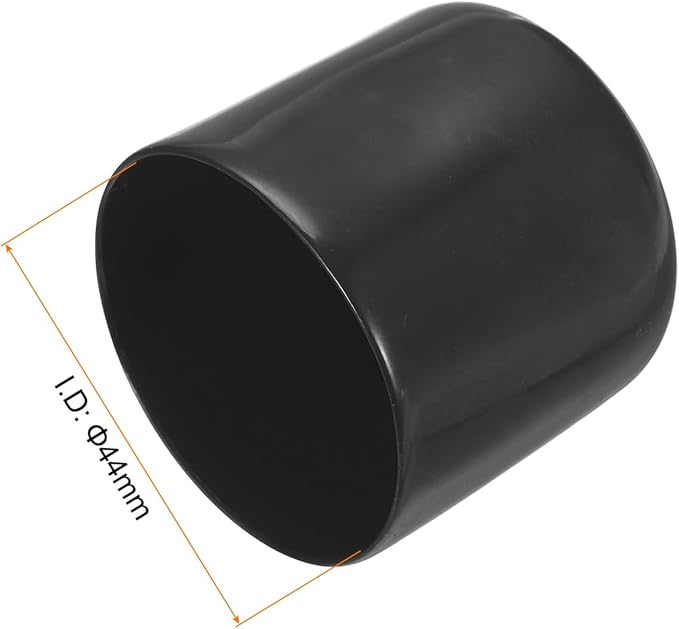 uxcell 4pcs Rubber End Caps 44mm ID Vinyl Round End Cap Cover Screw Thread Protectors Black, 40mm Height