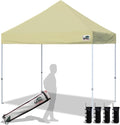 Eurmax USA Standard 10x10ft Patio Pop Up Canopy Tent for Outdoor Events Commercial Instant Canopies with Heavy Duty Roller Bag,Bonus 4 Canopy Sand Bags(Beige)