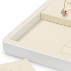 Oirlv Microfiber Jewelry Tray Showcase Display Necklace Bracelet Ring Showcase Display Empty Plate(Beige)