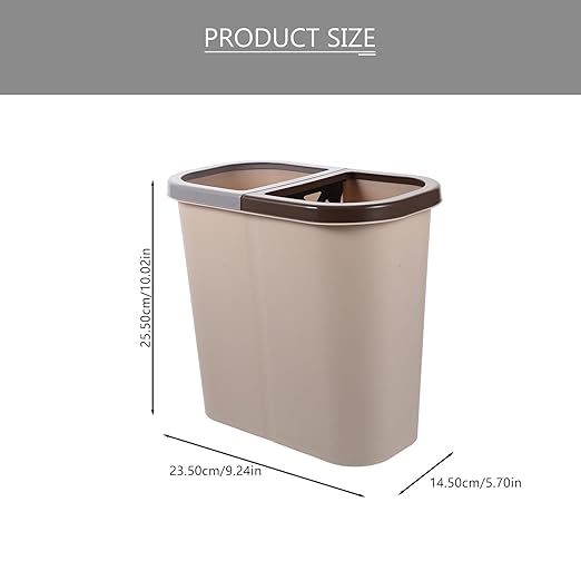 Double Compartment Garbage Bin Kitchen Wastebasket Dry and Wet Sorting Trash Can Plastic Non-Slip Base Bathroom Home Office Apartment Use