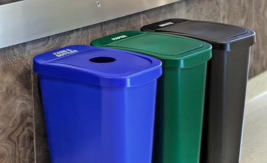 City Box 7 Gallon Double Bin Trash Can Recycle Bin with Lid for Residential, Business, and Commercial Recycling - NYC Compliant (Double Kit Recycle Waste)