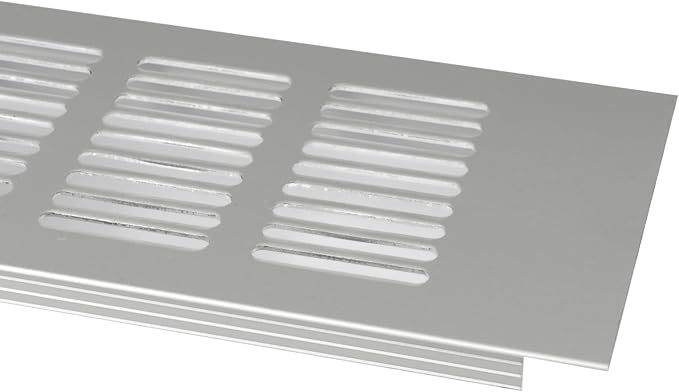 Vent Systems 16 x 3 Inch (Outer Dimensions) Air Supply Ventilation Grille - Pack of 2 - Silver Aluminum Rectangle Intake/Exhaust Door Vent Deflector - HVAC for Home Improvement Floor, Wall Duct Cover