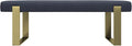 VANT Upholstered Bed Bench - Ribbed Midnight Blue - Burnished Brass - Contemporary Modern, Bedroom Bench Seat, Hallway, or Entryway