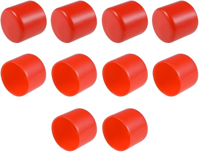 uxcell Rubber End Caps 35mm ID Round End Cap Cover Screw Thread Protectors Red 10pcs