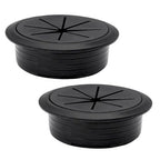 2 Pcs Desk Grommet 2-3/8" / 60 mm, Desk Hole Cover for Cables Black, Cable Grommet ABS Plastic, Desk Hole Grommet for Home & Office Pc, Detachable Cable Cord Organizer