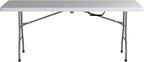 Office Star Resin Rectangle Center-Folding Portable Table for Picnics, Camping, and Tailgating, 6 Feet