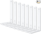 White Floating Shelf Bracket 12 Inch, 8 Pack Heavy Duty Shelf Brackets, Black Wall Shelf Bracket for DIY Decorative with Mounting Hardware