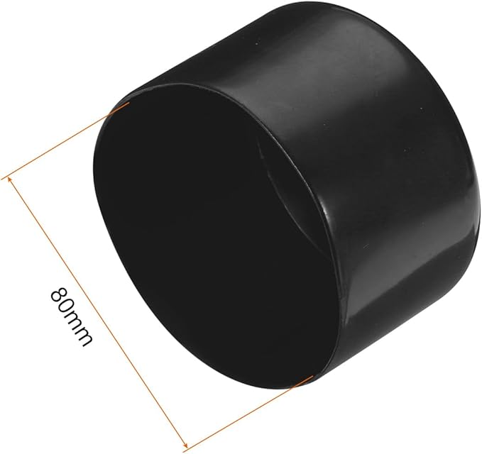 uxcell 4pcs Rubber End Caps 80mm ID Vinyl Round Tube Bolt Cap Cover Screw Thread Protectors Black, 50mm Height