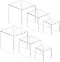 NIUBEE 2Set Acrylic Risers Display for Funko POP Figures,Clear Cake Stands for Candy Dessert Table Decorations-5"x6"x7"
