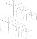 NIUBEE 2Set Acrylic Risers Display for Funko POP Figures,Clear Cake Stands for Candy Dessert Table Decorations-5"x6"x7"