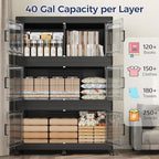 200GAL Extra Large Storage Bins with Lid, 800Qt Stackable Closet Organizers and Drawers, Collapsible Storage Bins with Wheels, Folding Containers for Home, Kitchen Office, 5Pack Black