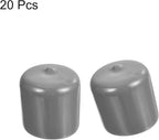 uxcell 20pcs Rubber End Caps Protective Caps 33mm ID Vinyl PVC Round Tube Bolt Cap Cover Screw Thread Protectors, Light Grey