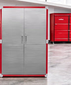 Heavy Duty Storage Solid Stainless Steel Cabinet with Lockable, Adjustable Shelf, Metal Garage Organizer (Red, 48" W x 24" D x 72" H)