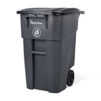 50 Gallon Trash Can, Gray Outdoor Garbage Can, Large Outside Trash Bin, Rolling Commercial Container, Outdoor Trash Can with Lid and Wheels for Back of House, Office, Warehouse, Garage