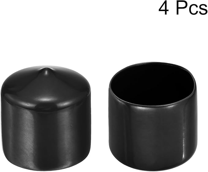 uxcell 4pcs Rubber End Caps 1 7/16"(36mm) ID Vinyl Round End Cap Cover Screw Thread Protectors Black, 30mm Height
