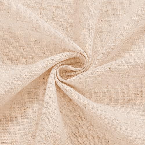 Faux Linen Semi Sheer Divider Curtain with Flexible Tracks, Light Filtering Privacy Patio Curtains for Patio Sliding Glass Door, Window or Room Divider Drapes, Living Room, Beige, 72"W x 96"L, 1 panel