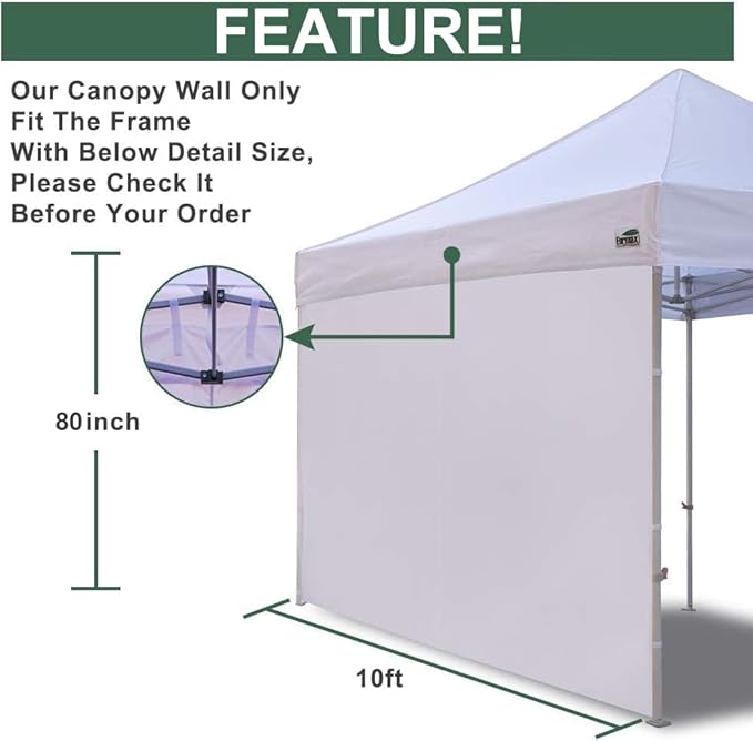 Eurmax USA Instant Canopy SunWall Tent Sidewalls for 10x10 Pop Up Canopy Tent,1 Pack Sidewall Only (White)