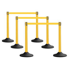 6 Pack Yellow Crowd Control Stanchions with 10FT Belts and Rubber Base, Queue Barrier Posts for Events, Stores, and Public Safety