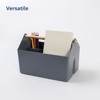 BLUE GINKGO Medium Storage Basket – Plastic Caddy with Wooden Handle for Office, Arts & Crafts, or Home Supplies (Gray)