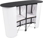 Portable Tradeshow Podium Table, Display Counter Stand with Wall, Foldable Promotion Retail Bar Table Pop Up Podium with Storage Rack
