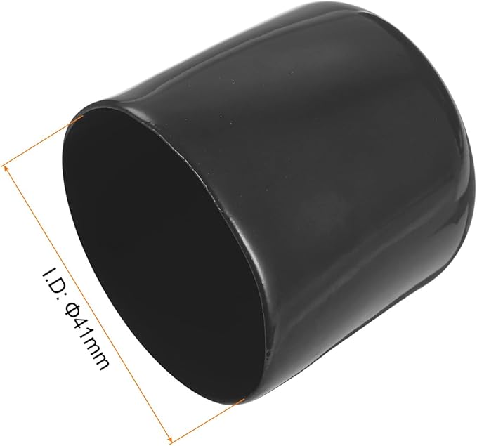 uxcell 4pcs Rubber End Caps 41mm ID Vinyl Round End Cap Cover Screw Thread Protectors Black, 40mm Height