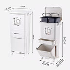 Double Layers Double Barrel Waste Sorting Bin with Wheels & Lid - Large Vertical Garbage Can for Kitchen, Bathroom, Home & Office