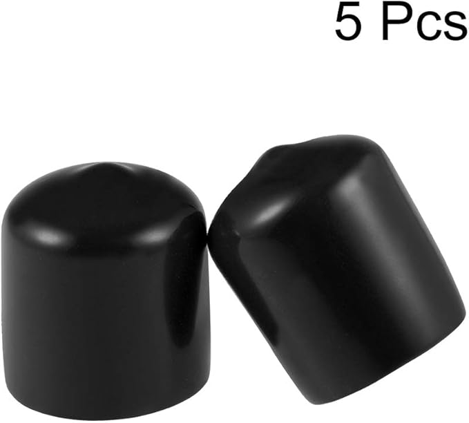 uxcell 5pcs Rubber End Caps 21mm ID Vinyl Round Tube Bolt Cap Cover Screw Thread Protectors Black