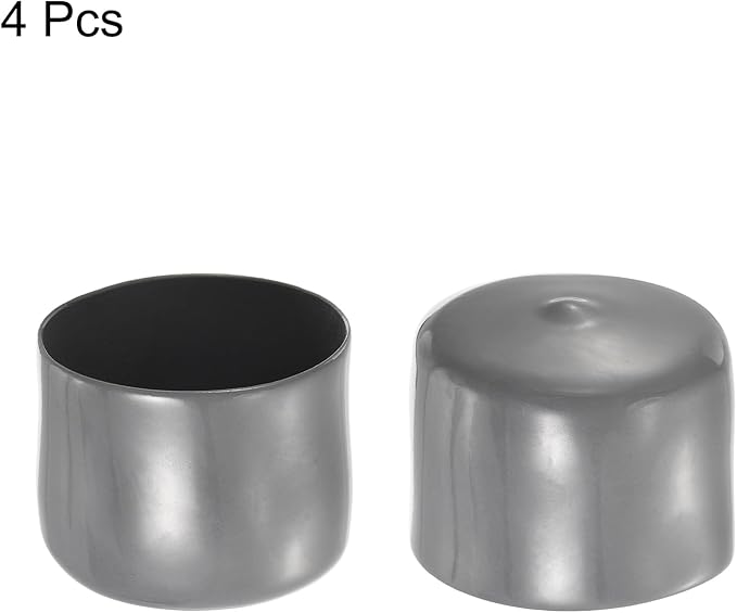 uxcell 4pcs Rubber End Caps 53mm ID Vinyl Round End Cap Cover Screw Thread Protectors Dark Grey, 40mm Height