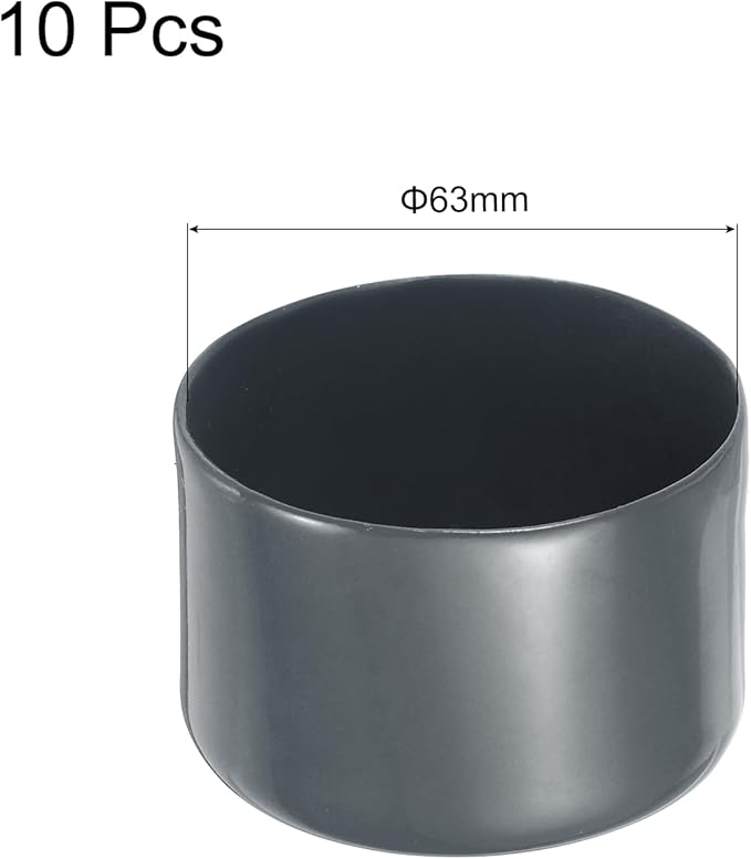 uxcell 10pcs Rubber End Caps 63mm(2 1/2 Inch) ID Vinyl Round End Cap Cover Screw Thread Protector Dark Grey