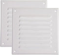Vent Systems - 5 x 5 Inch (Inner) Pack of 2 White Metal Square Soffit Air Vent Grille Cover, Register Vent Deflector Louver Built-in Mesh HVAC for Bathroom Home Office Kitchen 6.5" x 6.5" (Outer)